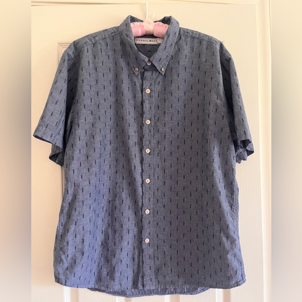 The Normal Brand Blue Short Sleeve Button Down Shirt Men Size XL